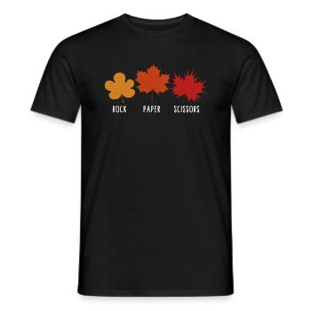 Maple Shirt, Rock Paper Scissors Maple Leaves Tee - Men's T-Shirt - black - Front - AI Model Male 178 light (178cm)