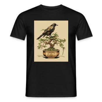 Art japonais Gravure sur bois japonaise Art Print Bonsaï - T-shirt homme - noir - Devant - AI Model Male 178 light (178cm)