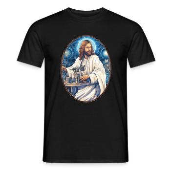 Jesus Kuschelmikroskop T-Shirt, christlich - Männer T-Shirt - Schwarz - Vorne - AI Model Male 178 light (178cm)
