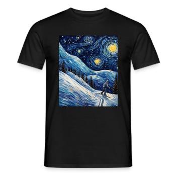 Skiing Starry Night Shirt Skiing Winter Adventure - Men's T-Shirt - black - Front - AI Model Male 178 light (178cm)