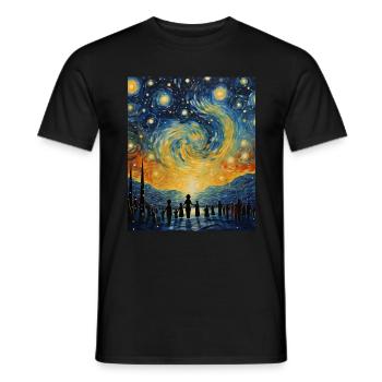 Chemise de nuit étoilée Jour d’adoption - T-shirt homme - noir - Devant - AI Model Male 178 light (178cm)