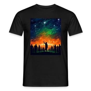 India Independence Day Starry Night Shirt - Men's T-Shirt - black - Front - AI Model Male 178 light (178cm)