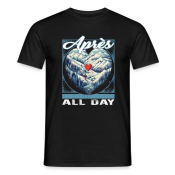 Après toute la journée Heartbeat Mountain EKG Ski - T-shirt homme - noir - Devant - AI Model Male 178 light (178cm)