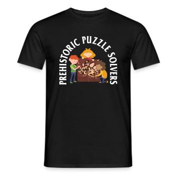 Paleontology Shirt, Prehistoric Puzzle Solvers - Men's T-Shirt - black - Front - AI Model Male 178 light (178cm)