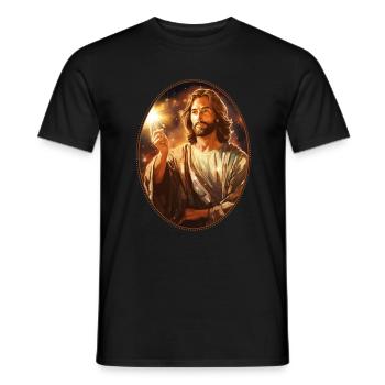 Jésus câlin baguette magique T Shirt, Christian - T-shirt homme - noir - Devant - AI Model Male 178 light (178cm)