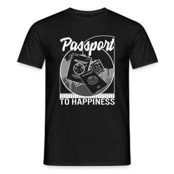 Travel Shirt, Passport To Happiness Tee, Gift For - Men's T-Shirt - black - Front - AI Model Male 178 light (178cm)