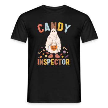 Chemise d’Halloween, Candy Inspector Ghost Candy Tee, - T-shirt homme - noir - Devant - AI Model Male 178 light (178cm)