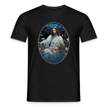 Jésus câlin Fish Tank T Shirt, Christian Pet - T-shirt homme - noir - Devant - AI Model Male 178 light (178cm)