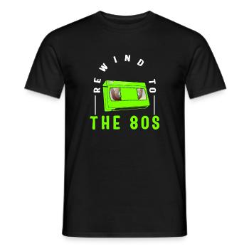 VHS-Shirt, Rücklauf zum 80er-Jahre-T-Shirt, Geschenk für VHS - Männer T-Shirt - Schwarz - Vorne - AI Model Male 178 light (178cm)