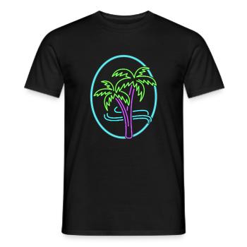 Vacation Shirt, Neon Palm Trees Tee, Gift For - Men's T-Shirt - black - Front - AI Model Male 178 light (178cm)