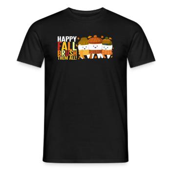 Dentist Shirt, Happy Fall Brush Them All Tee, - Men's T-Shirt - black - Front - AI Model Male 178 light (178cm)