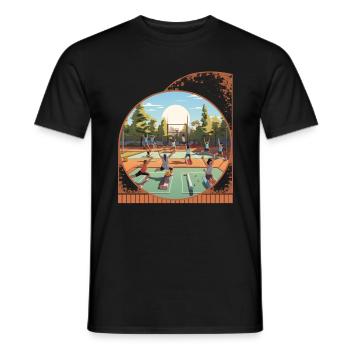 Poses De Yoga Et Pickleball Équilibre Sport Bien-être - T-shirt homme - noir - Devant - AI Model Male 178 light (178cm)