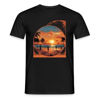 Sunset Silhouette Pickleball Players Men Women - Men's T-Shirt - black - Front - AI Model Male 178 light (178cm)