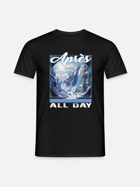 Après Ganztägig Schneefall Kaskadenskifahren Wasserfälle - Männer T-Shirt - Schwarz