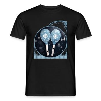Winter Snowflakes And Pickleball Paddles Holiday - Men's T-Shirt - black - Front - AI Model Male 178 light (178cm)