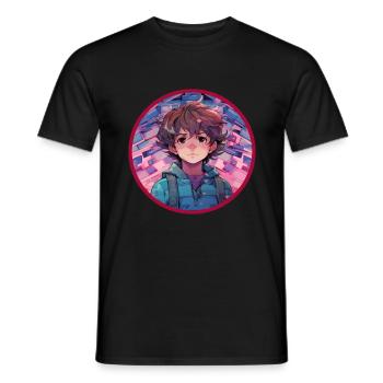 VHS Collection Anime Garçon Vaporwave Rétro - T-shirt homme - noir - Devant - AI Model Male 178 light (178cm)