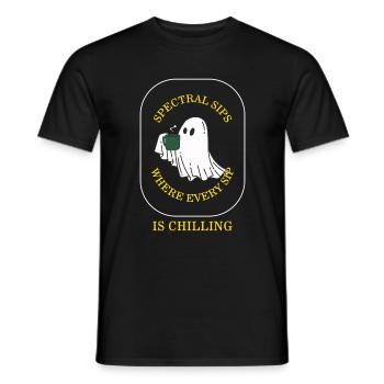 Chemise d’Halloween, gorgées spectrales où chaque gorgée est - T-shirt homme - noir - Devant - AI Model Male 178 light (178cm)