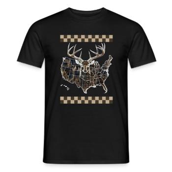 USA Outline Digital Camo Deer Tracks Path - T-shirt homme - noir - Devant - AI Model Male 178 light (178cm)