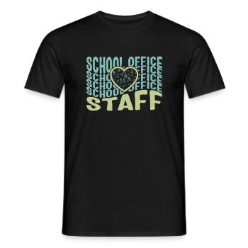 Chemise de l’école, T-shirt coeur du personnel de bureau de l’école, dos - T-shirt homme - noir - Devant - AI Model Male 178 light (178cm)