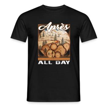Après Ganztägig Ski Baumring Geschichte Skifahren - Männer T-Shirt - Schwarz - Vorne - AI Model Male 178 light (178cm)