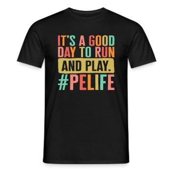 Chemise d’éducation physique, c’est une bonne journée pour courir - T-shirt homme - noir - Devant - AI Model Male 178 light (178cm)