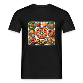 Déjeuner Lady Pizza plateau d’appréciation - T-shirt homme - noir - Devant - AI Model Male 178 light (178cm)