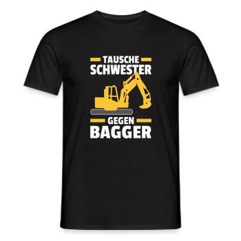 Tausche Schwester gegen Bagger kleine Baggerfahrer - Männer T-Shirt - Schwarz - Vorne - AI Model Male 178 light (178cm)