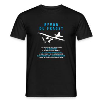 Bevor Du Fragst Modellflugzeug Modellbau - Männer T-Shirt - Schwarz - Vorne - AI Model Male 178 light (178cm)
