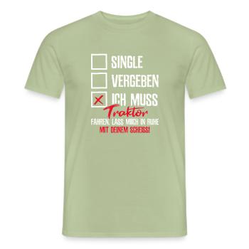Single Traktor Bauer Farmer - Männer T-Shirt - Sage - Vorne - AI Model Male 178 light (178cm)
