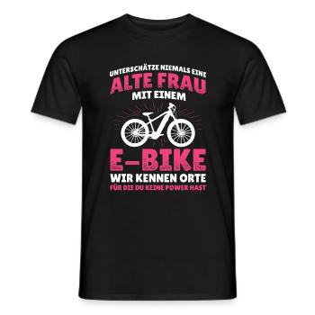 Unterschätze Nie Alte Frau E-Bike Elektro Fahrrad - Männer T-Shirt - Schwarz - Vorne - AI Model Male 178 light (178cm)