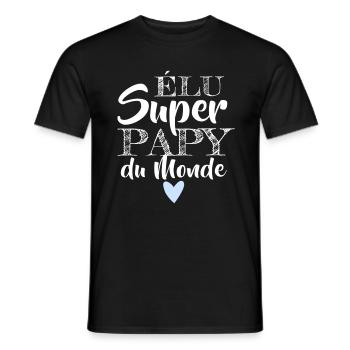 T shirt papy super papy du monde humour cadeau - T-shirt homme - noir - Devant - AI Model Male 178 light (178cm)