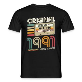 Vintage 1991 born Retro Original 1991 - Men's T-Shirt - black - Front - AI Model Male 178 light (178cm)