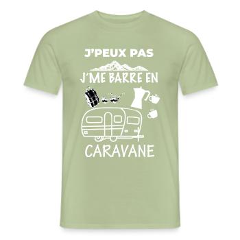 Caravane j'me barre en caravane - T-shirt homme - vert sauge - Devant - AI Model Male 178 light (178cm)