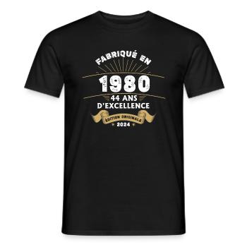 Made in 1980 44 Years of Original Excellence - Men's T-Shirt - black - Front - AI Model Male 178 light (178cm)