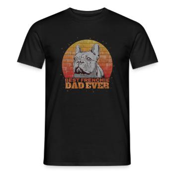 Vintage Best Frenchie Dad Ever Retro Sunset - Men's T-Shirt - black - Front - AI Model Male 178 light (178cm)