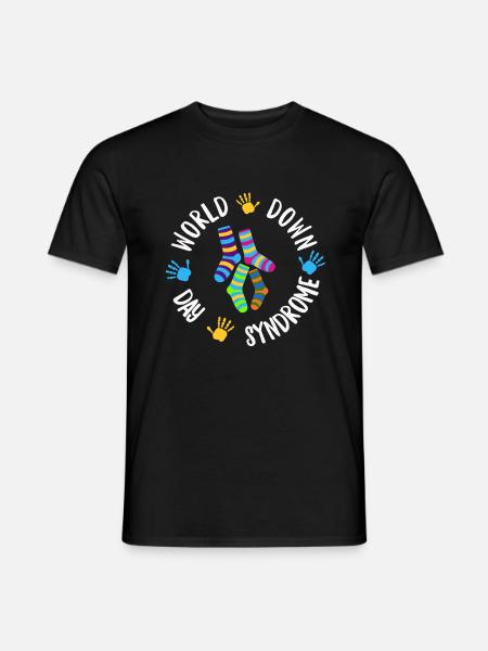 World Down Syndrome Day Awareness Socks Down - Men's T-Shirt - black