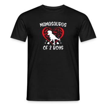 Mamasaurus Of 2 Boys Trex Dinosaur - Men's T-Shirt - black - Front - AI Model Male 178 light (178cm)
