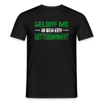 Geloof Me Ik Ben Een Rotterdammert Rotterdam Flag - Men's T-Shirt - black - Front - AI Model Male 178 light (178cm)
