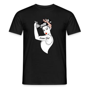 Future Science Girl Shirt Strong Woman Chemistry - Men's T-Shirt - black - Front - AI Model Male 178 light (178cm)