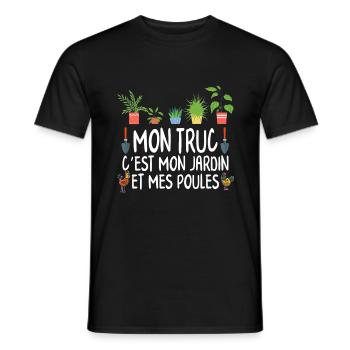 T shirt poule jardin homme cadeau jardinier femme - T-shirt homme - noir - Devant - AI Model Male 178 light (178cm)