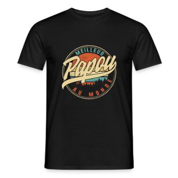 Grandpere Tee Shirt Meilleur Papou Au Monde - Men's T-Shirt - black - Front - AI Model Male 178 light (178cm)