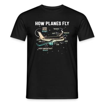 Wie Flugzeuge fliegen, Wie Flugzeuge fliegen Magie, Luft- und Raumfahrt - Männer T-Shirt - Schwarz - Vorne - AI Model Male 178 light (178cm)