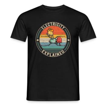 Electricity Explained, Funny Electricity - Men's T-Shirt - black - Front - AI Model Male 178 light (178cm)