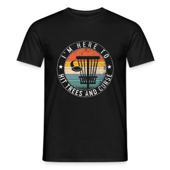 Je suis ici pour frapper les arbres et la malédiction, Disc Golf, - T-shirt homme - noir - Devant - AI Model Male 178 light (178cm)