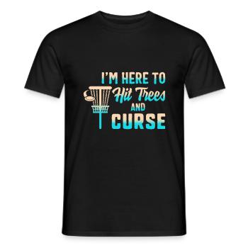Je suis ici pour frapper les arbres et la malédiction, Disc Golf, - T-shirt homme - noir - Devant - AI Model Male 178 light (178cm)