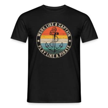 Boat Captain Shirt, Work Like Captain Play Like - Men's T-Shirt - black - Front - AI Model Male 178 light (178cm)