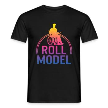 Chemise Roll Model, Cadeaux Handicap, Handicapé - T-shirt homme - noir - Devant - AI Model Male 178 light (178cm)