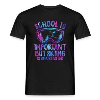 School Is Important But Skiing Is Importanter - Men's T-Shirt - black - Front - AI Model Male 178 light (178cm)