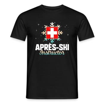 Ski Snowboard Shirt, Apres Skilehrer, - Männer T-Shirt - Schwarz - Vorne - AI Model Male 178 light (178cm)