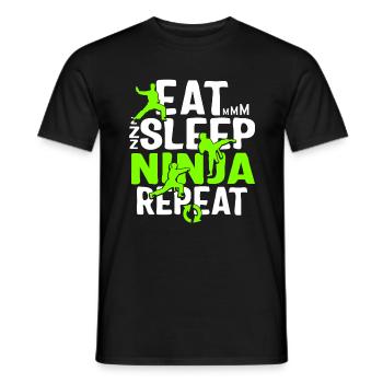 Chemise Ninja, Mangez Dormir Ninja Répéter, Chemises Ninja - T-shirt homme - noir - Devant - AI Model Male 178 light (178cm)